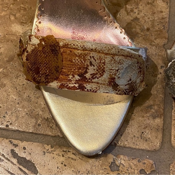 SACCO Women Animal Print Leather Light Gold Ankle Strap Shoes Size 36 - Picture 2 of 14